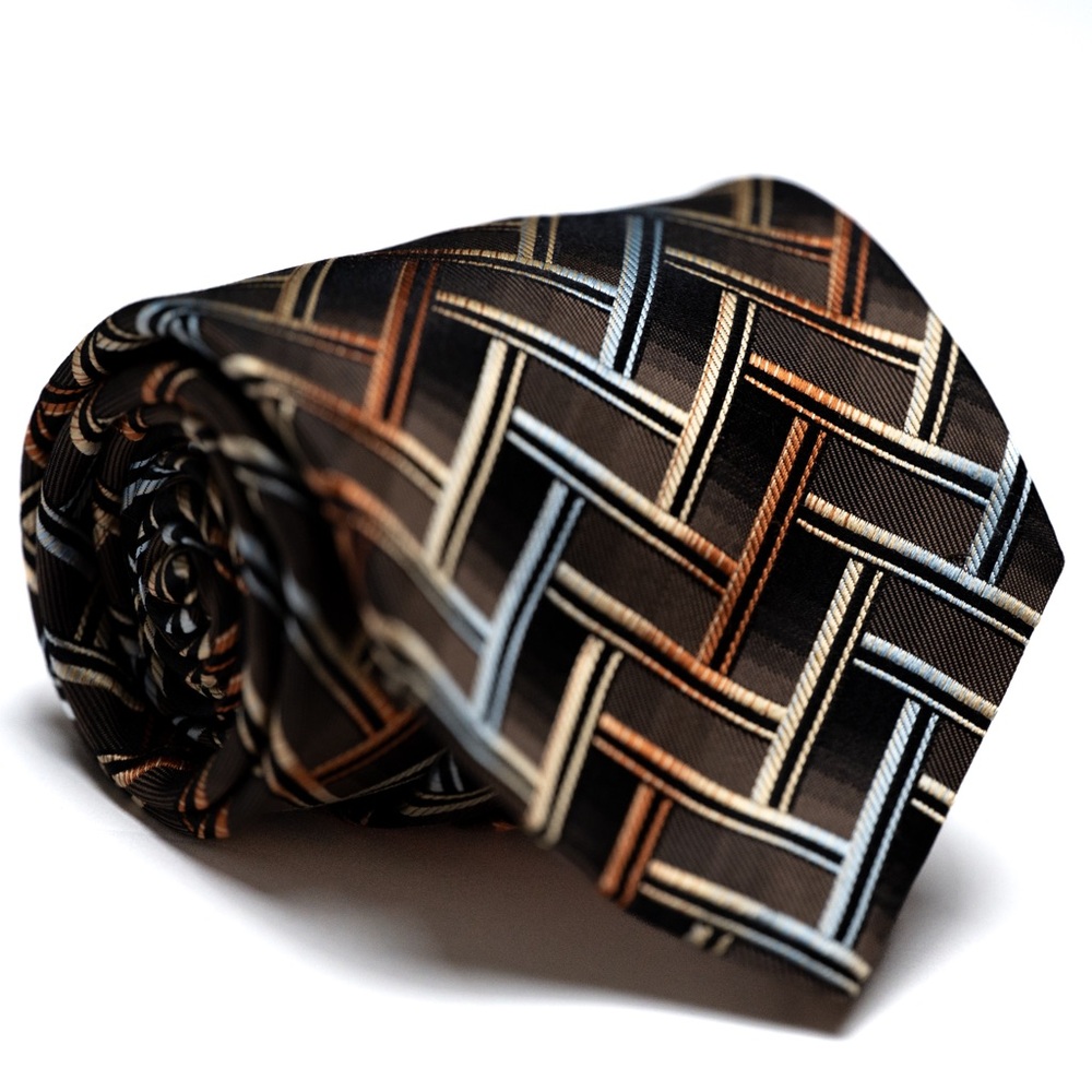 Roberto Villini couture black/ multicolored‎ Men's Silk Necktie Herringbone, EUC